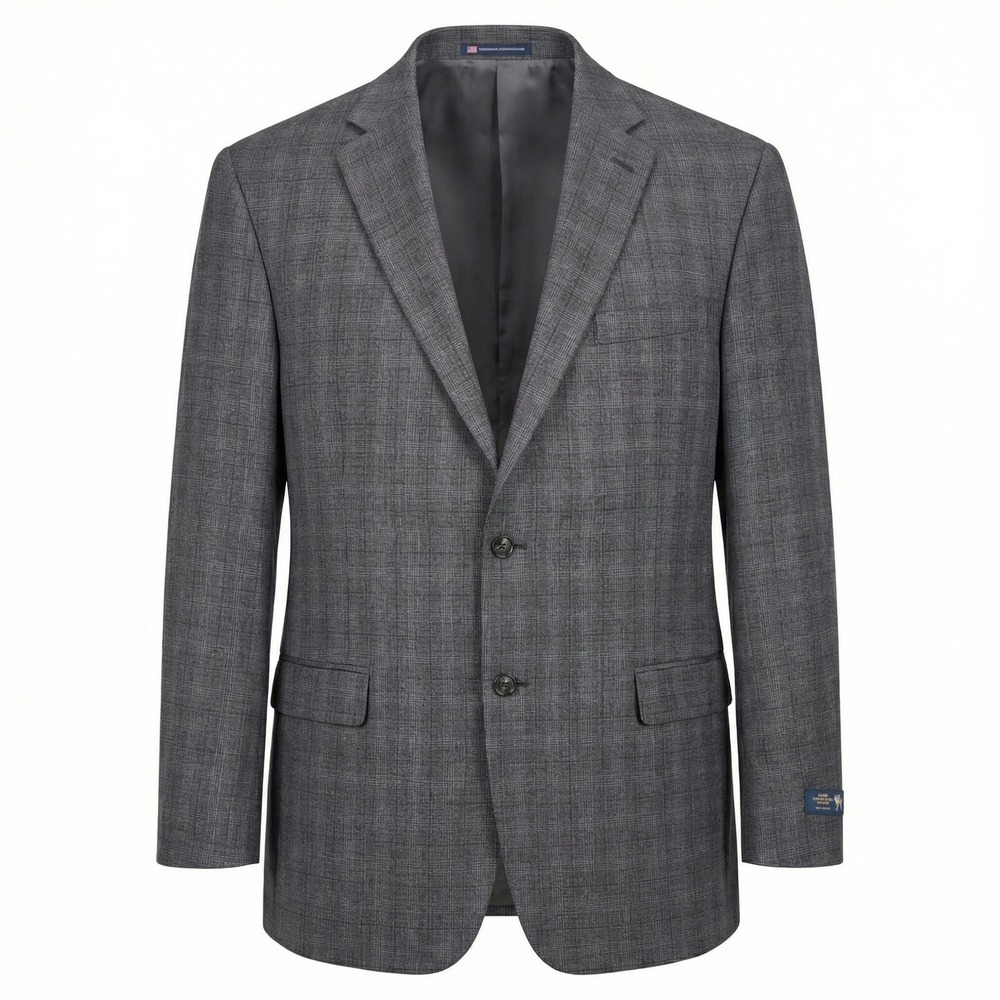Hart Schaffner Marx Mens Gray Plaid Wool Blend Sport Coat Blazer Size 44R